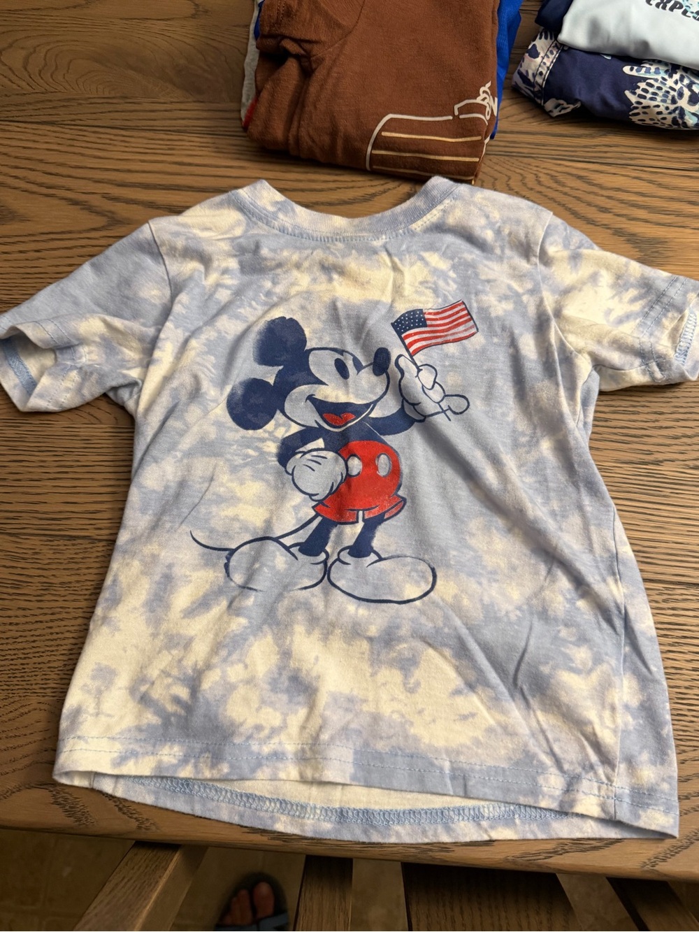 Kids Mickey Mouse Tie-Dye Tee - Blue & White